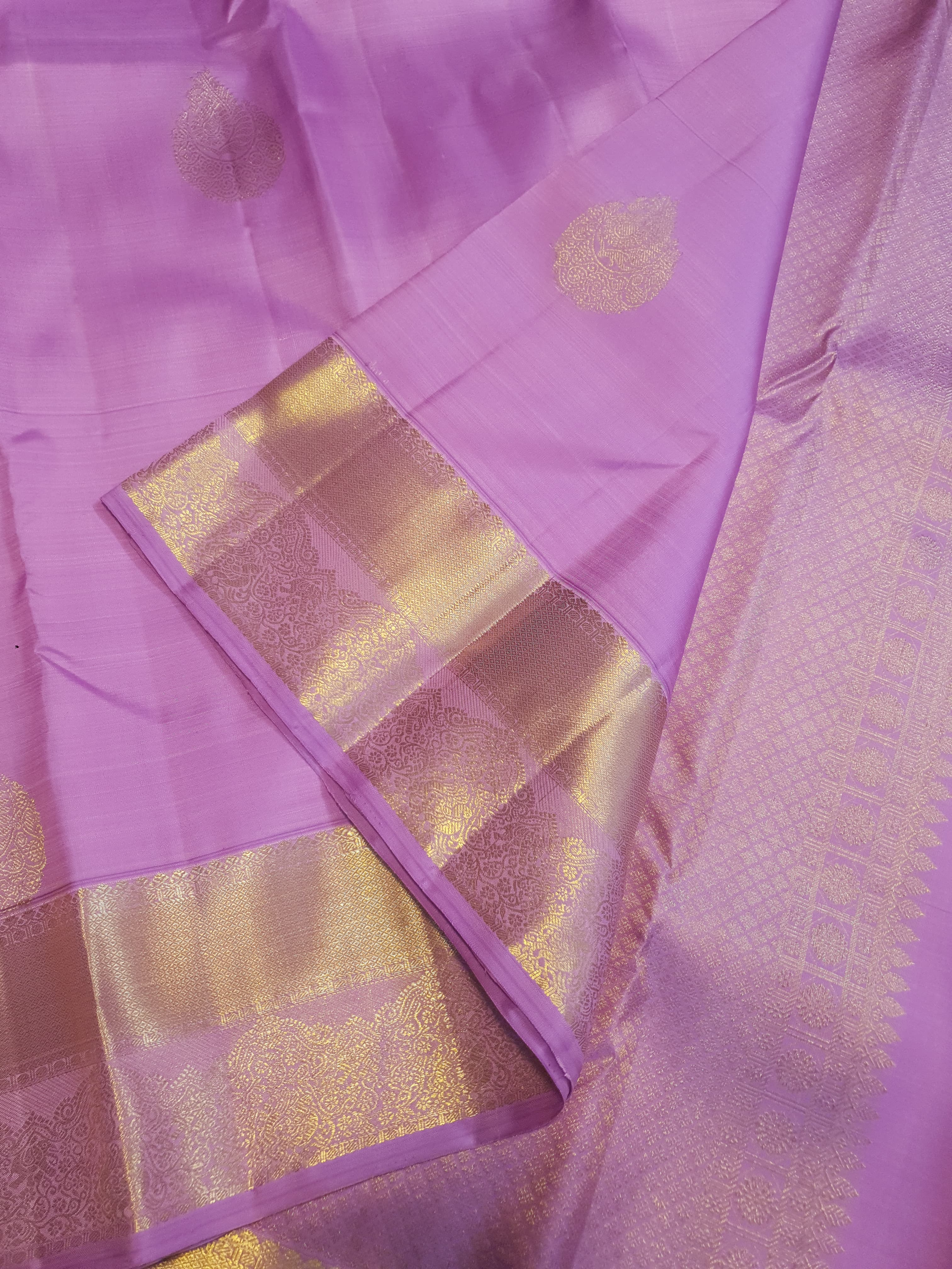 Orchid Pink Pure Kanchipuram Handloom Bridal Silk Sarees